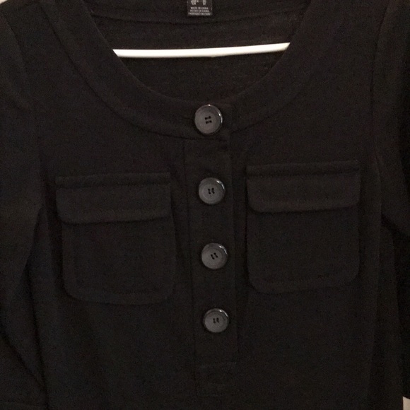 EUC KENSIE BLACK 3/4 SLEEVE DRESS BUTTONS & POCKET ACCENTS 2 LINED POCKETS. SZ M - Picture 3 of 8